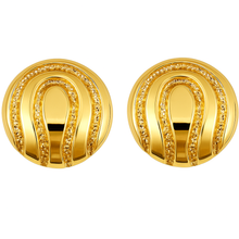 Load image into Gallery viewer, Elegant Gold-Tone Clip-On Earrings with Crystal Accents