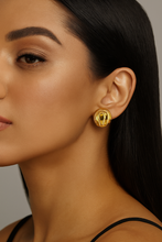 Load image into Gallery viewer, Elegant Gold-Tone Clip-On Earrings with Crystal Accents