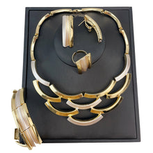 Load image into Gallery viewer, Gold & Pearl Statement Jewelry Set – Necklace, Bracelet, Earrings & Ring
