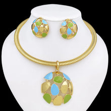 Load image into Gallery viewer, 18k Gold Plated Choker Earrings And Necklace Set