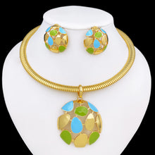 Load image into Gallery viewer, 18k Gold Plated Choker Earrings And Necklace Set