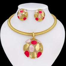 Load image into Gallery viewer, 18k Gold Plated Choker Earrings And Necklace Set