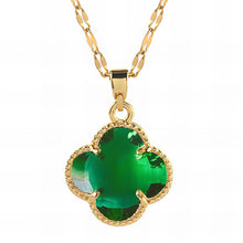 Load image into Gallery viewer, 18K gold plated Stainless steel "Four-leaf clover" necklace- Green
