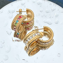 Load image into Gallery viewer, 18K gold plated Stainless steel "Rainbow" earrings