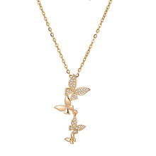 Load image into Gallery viewer, 18K gold plated Stainless steel "Butterflies" necklace