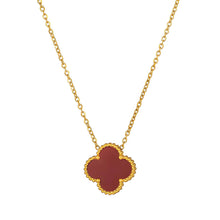Load image into Gallery viewer, 18K gold plated Stainless steel "Four-leaf clover" necklace- Red