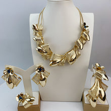 Load image into Gallery viewer, Luxury 18k Gold Plated Mesh Set with Blue Rhinestone
