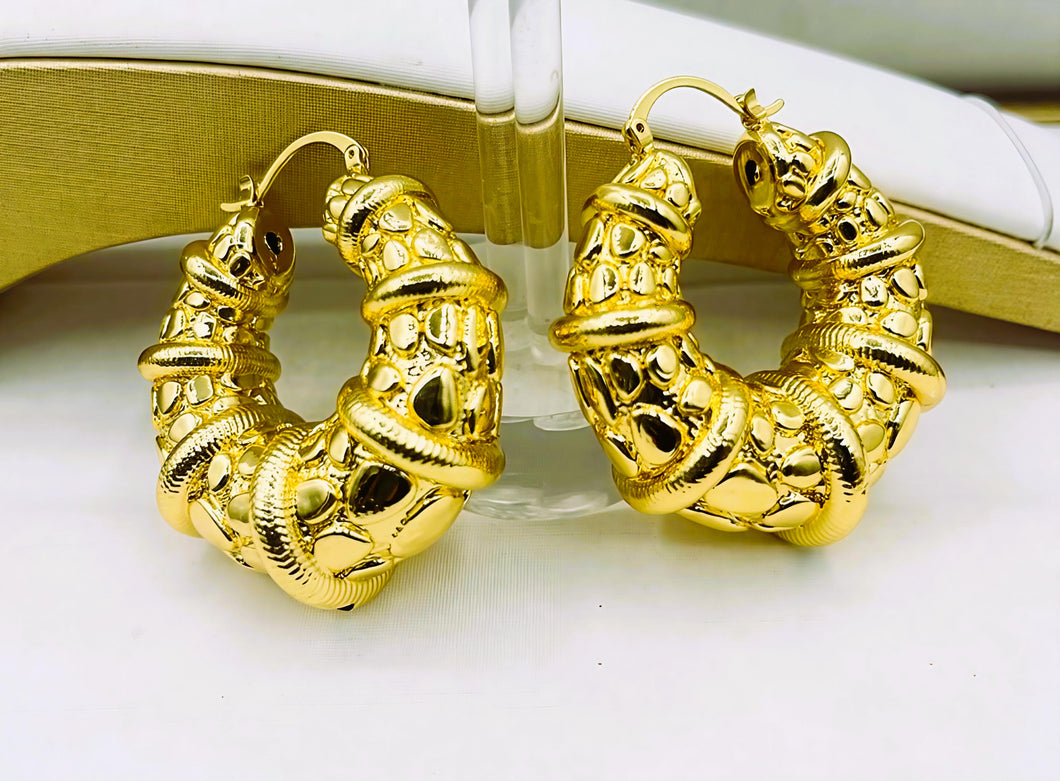 Bold Gold-Tone Textured Hoop Earrings