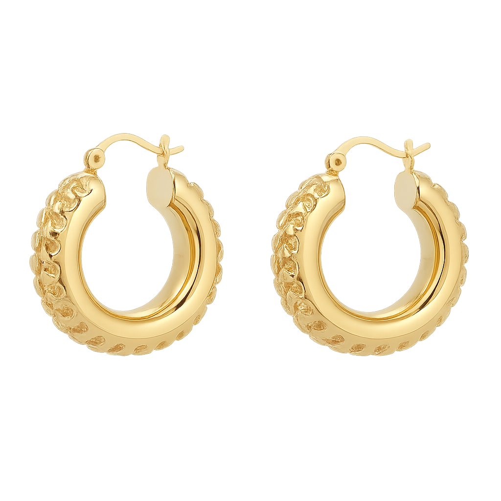 Luxe Chunky Textured Gold Hoop Earrings