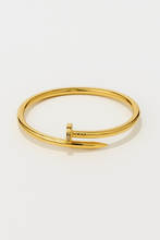 Load image into Gallery viewer, Nail-Inspired Gold Bangle | Modern Luxury Bracelet
