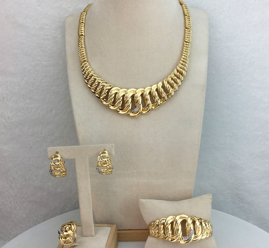 Elegant Twisted Gold Statement Jewelry Set