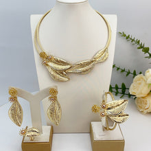 Load image into Gallery viewer, Gold Leaf Statement Jewelry Set
