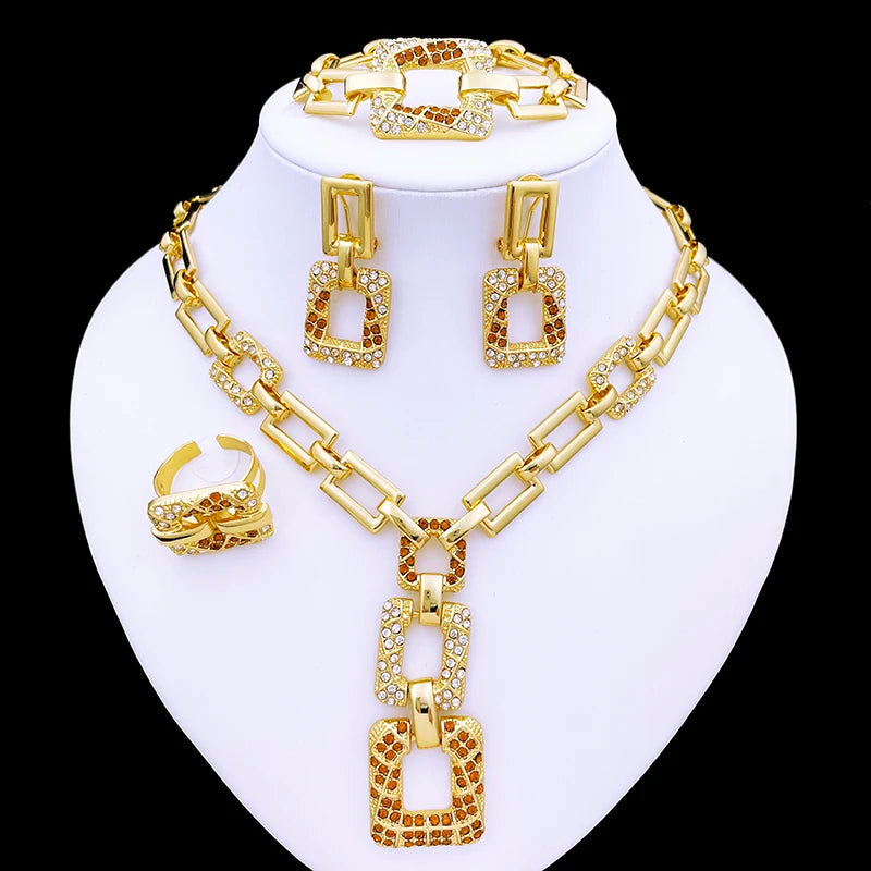 Classic Italy 18k Gold Plated Jewelry Set