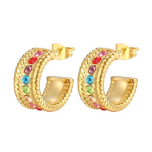 Load image into Gallery viewer, 18K gold plated Stainless steel &quot;Rainbow&quot; earrings
