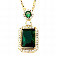 Load image into Gallery viewer, 18K gold plated Stainless steel Emerald green &#39;&#39;Square&#39;&#39; necklace
