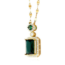 Load image into Gallery viewer, 18K gold plated Stainless steel Emerald green &#39;&#39;Square&#39;&#39; necklace
