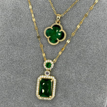Load image into Gallery viewer, 18K gold plated Stainless steel Emerald green &#39;&#39;Square&#39;&#39; necklace
