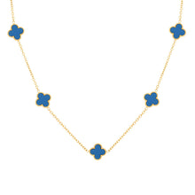 Load image into Gallery viewer, 18K gold plated Stainless steel  Multiple &quot;Four-leaf clover&quot; Necklace- blue
