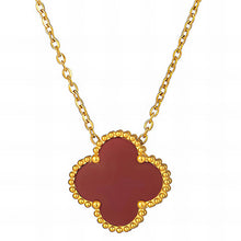 Load image into Gallery viewer, 18K gold plated Stainless steel &quot;Four-leaf clover&quot; necklace- Red
